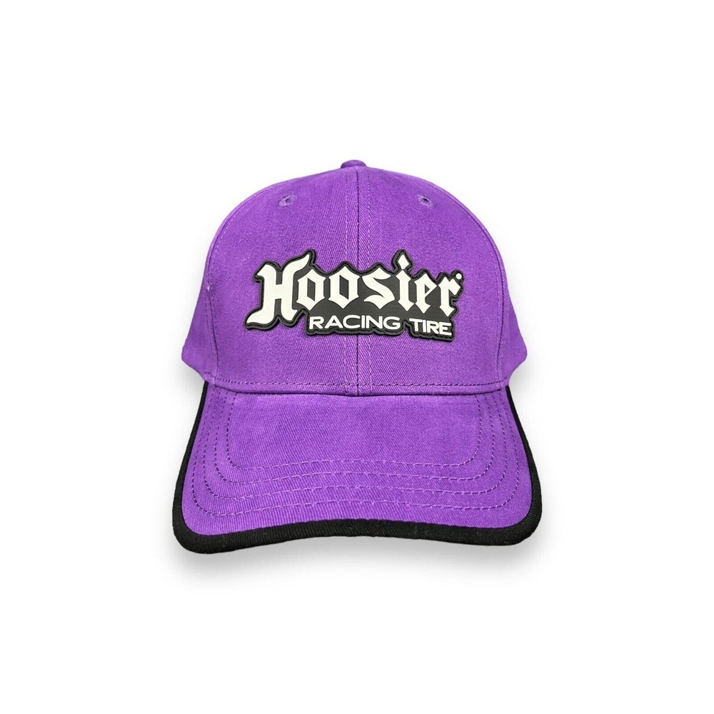 Hoosier Racing Tires Adult Purple Black Rubber Logo Baseball Cap Y2K Nascar